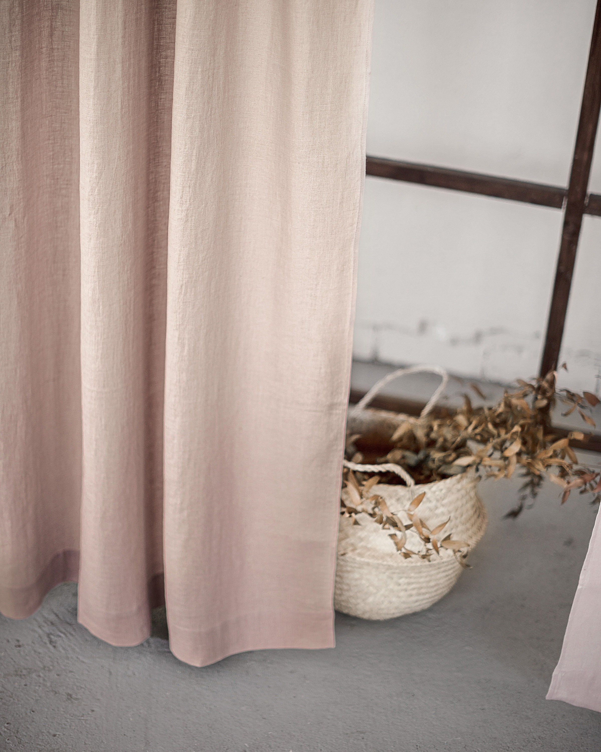 55 In/140 Cm Wide Pale Pink Tab Top Linen Curtain & Drape Etsy UK
