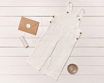 Natural Linen Jumpsuit for Girls and Boys, Vintage Kids Overall, Linen Jumpsuit in various colors and sizes, Unisex Kids' Clothing