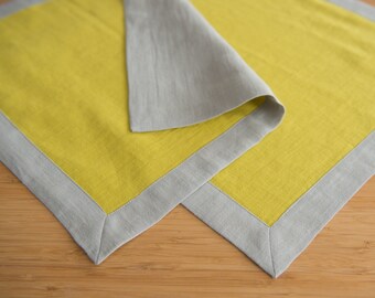 Set of Double Sided Linen Napkins, Natural Softened Linen Table Decor, Wedding Napkins, Table Linen, Dining Napkin,  40x40 cm (16x16in)