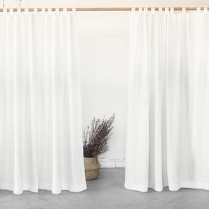 55 in/140 cm Wide, Tab Top Linen Curtain & Drape Online, Custom Curtain Panel, Custom Size Curtain, Extra Long Curtain Panel