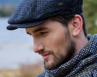 Hat Made in Ireland Mucros Black Wax Kerry Flat Cap