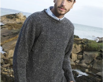 Aran Sweater/Charcoal /Jumper/Pullover Roll Neck Irish Fisherman Sweater Certificate of Authenticity!!!!