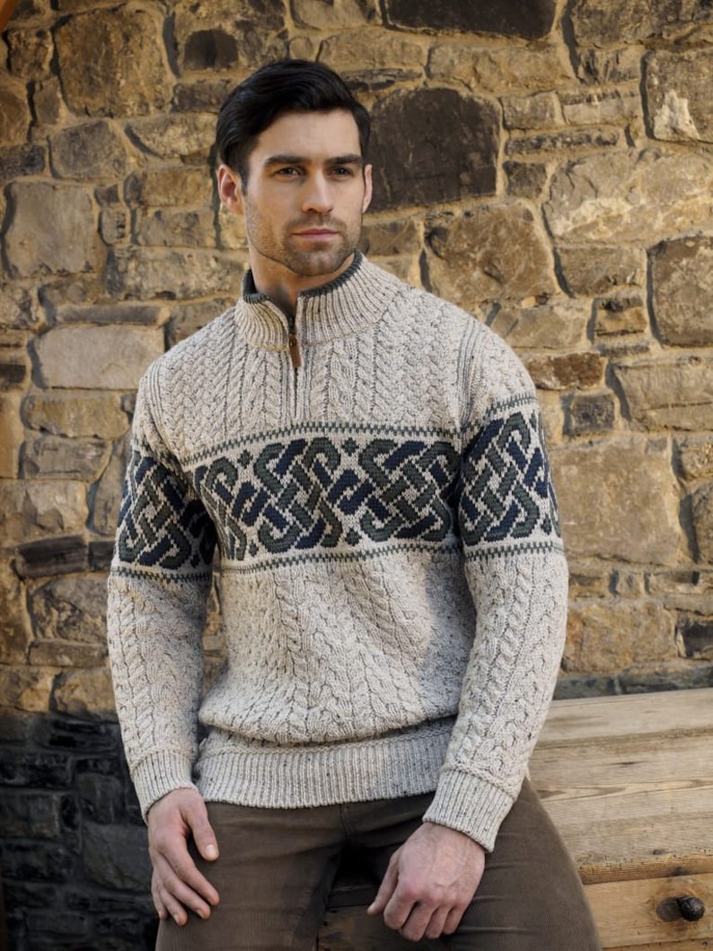 Aran Crafts Celtic Jacquard Sweater 100% MERINO WOOL - Etsy
