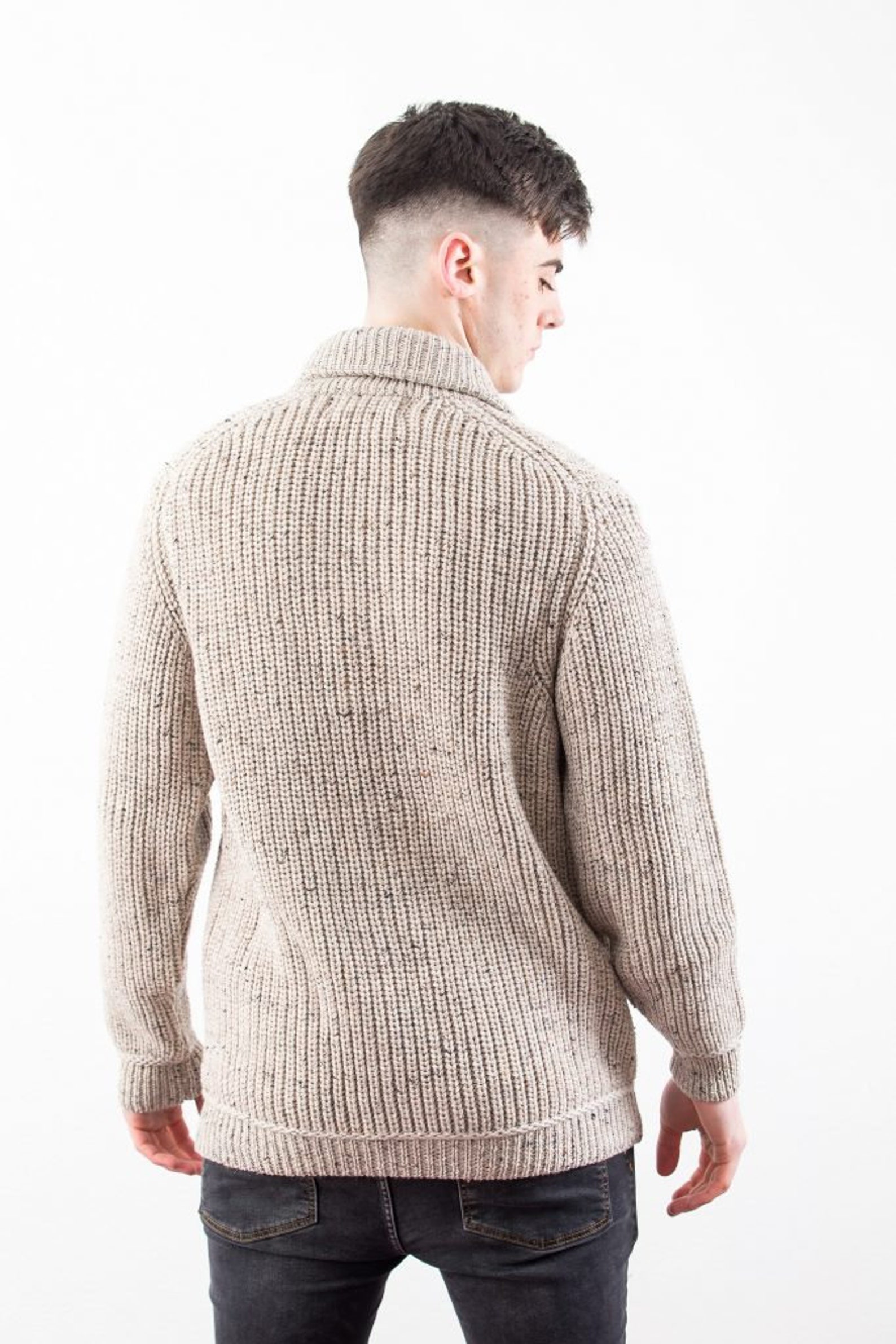 Aran Crafts Ribbed Gents Oatmeal Cardigan 100% MERINO WOOL - Etsy