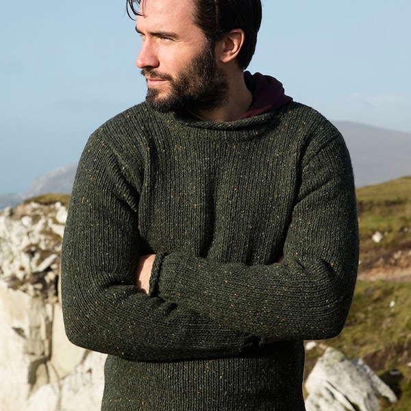 Aran Sweater / Jumper / Pullover Roll Neck Irish Fisherman Sweater Certificat d’authenticité!!!!