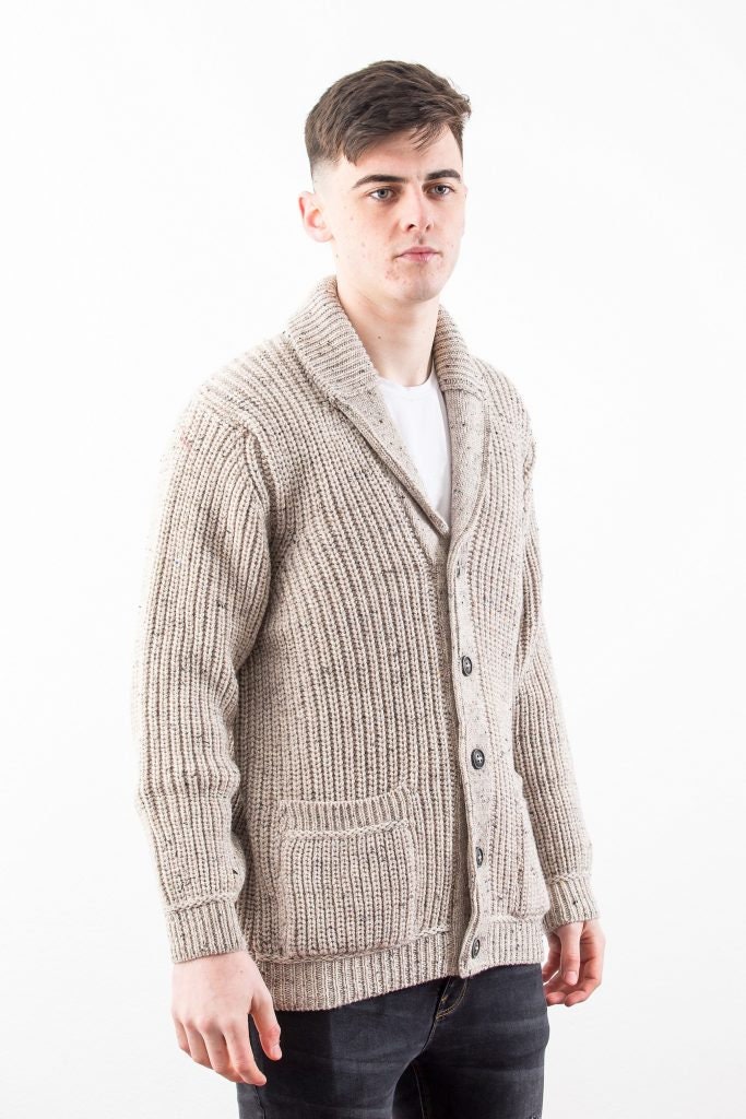 Aran Crafts Ribbed Gents Oatmeal Cardigan 100% MERINO WOOL - Etsy