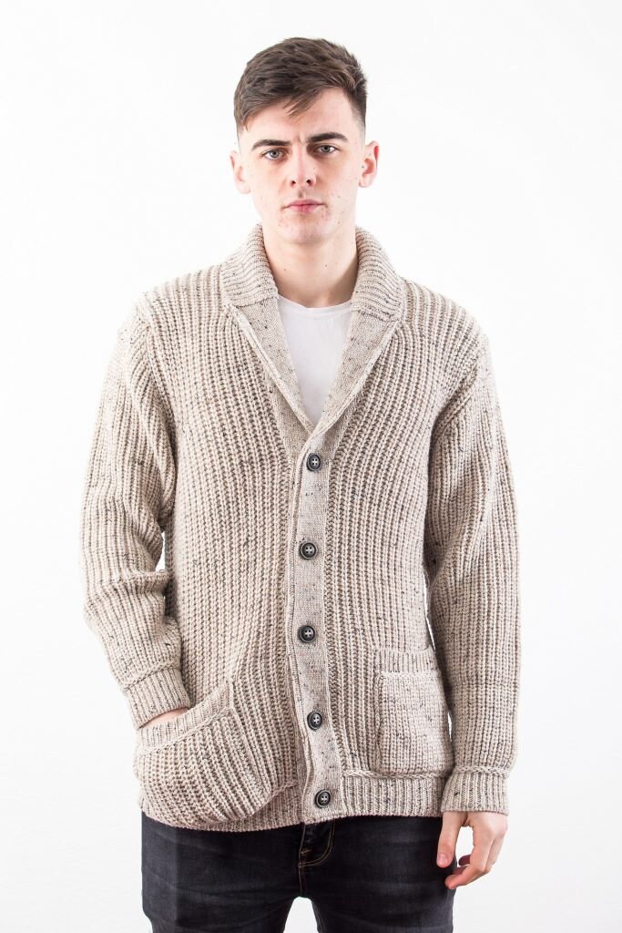 Aran Crafts Ribbed Gents Oatmeal Cardigan 100% MERINO WOOL - Etsy