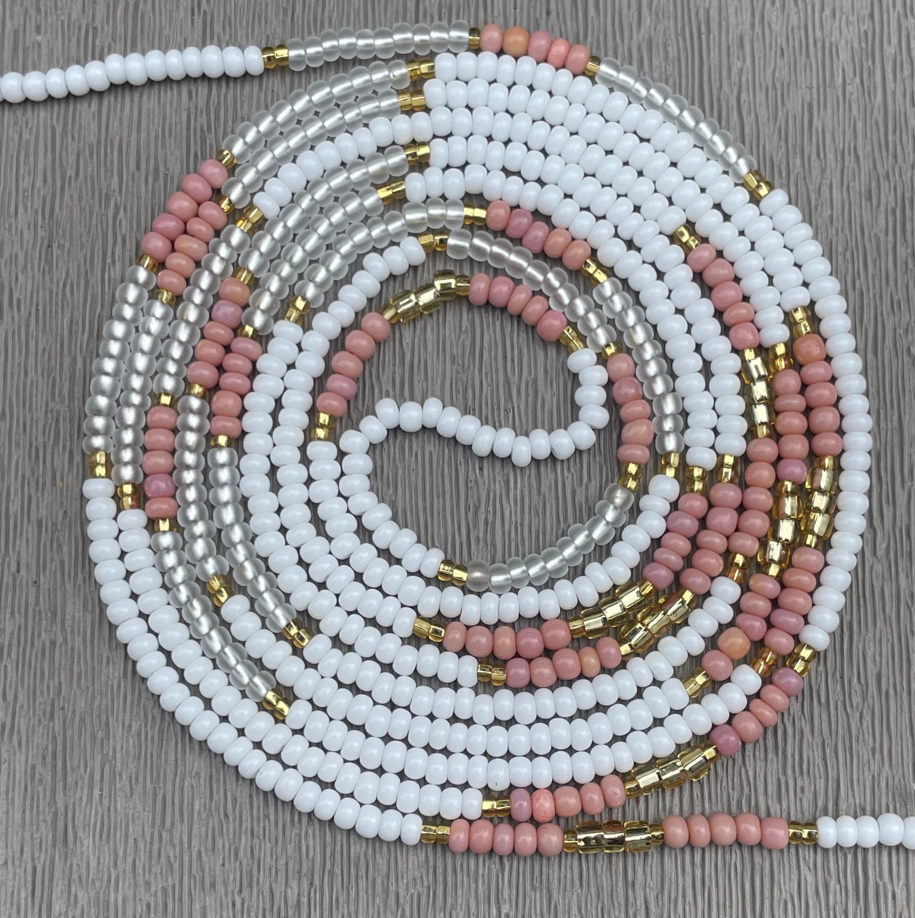 Pink and white waist beads hotsell