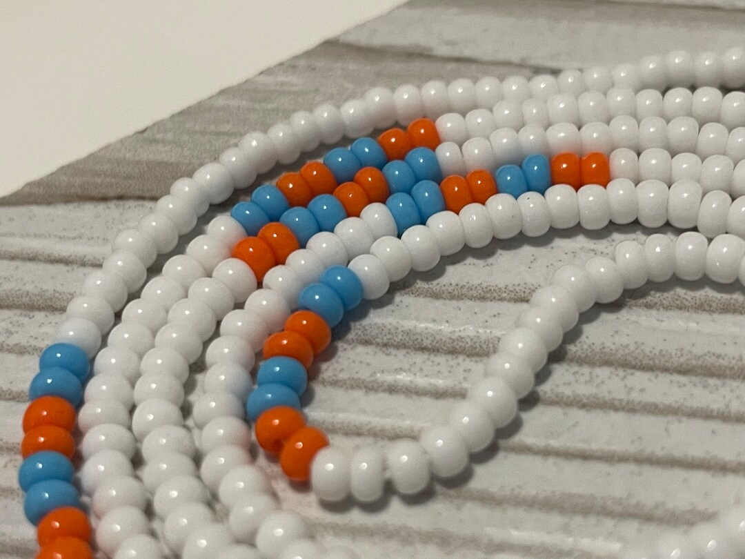 Elevate Waist Beads - 60 Inch Strand - White, Blue and  display picture 1