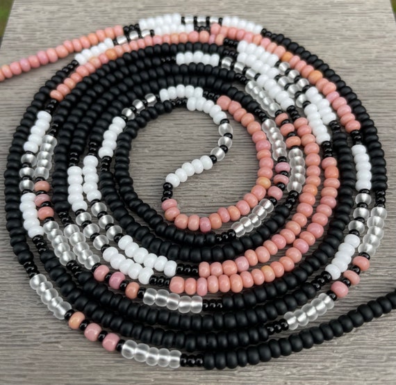 Accomplished Waist Beads - 60 Inch Strand - Pink, Black, and 
