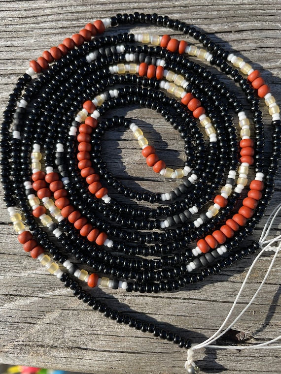Connections Waist Beads 60 Inch Strand Black Brown White and