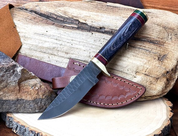 9'' Burnt Steel Fixed Blade Pocket Knife Handmade | Etsy