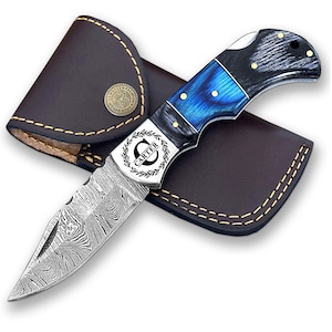 Personalized Damascus Pocket Knife, Custom Engraved Folding Pocket Knife, Christmas Gift Pocket Knife, Anniversary Gifts, Gift for Husband