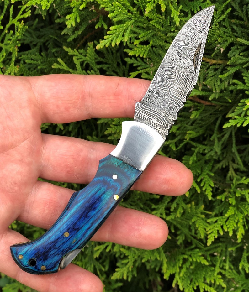 Damascus Folding Knife Pocket Knife for Men 6.5'' Etsy