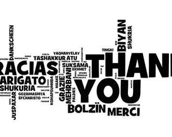 Multilingual Thank You Card - Word Cloud ArtBirthday Gift