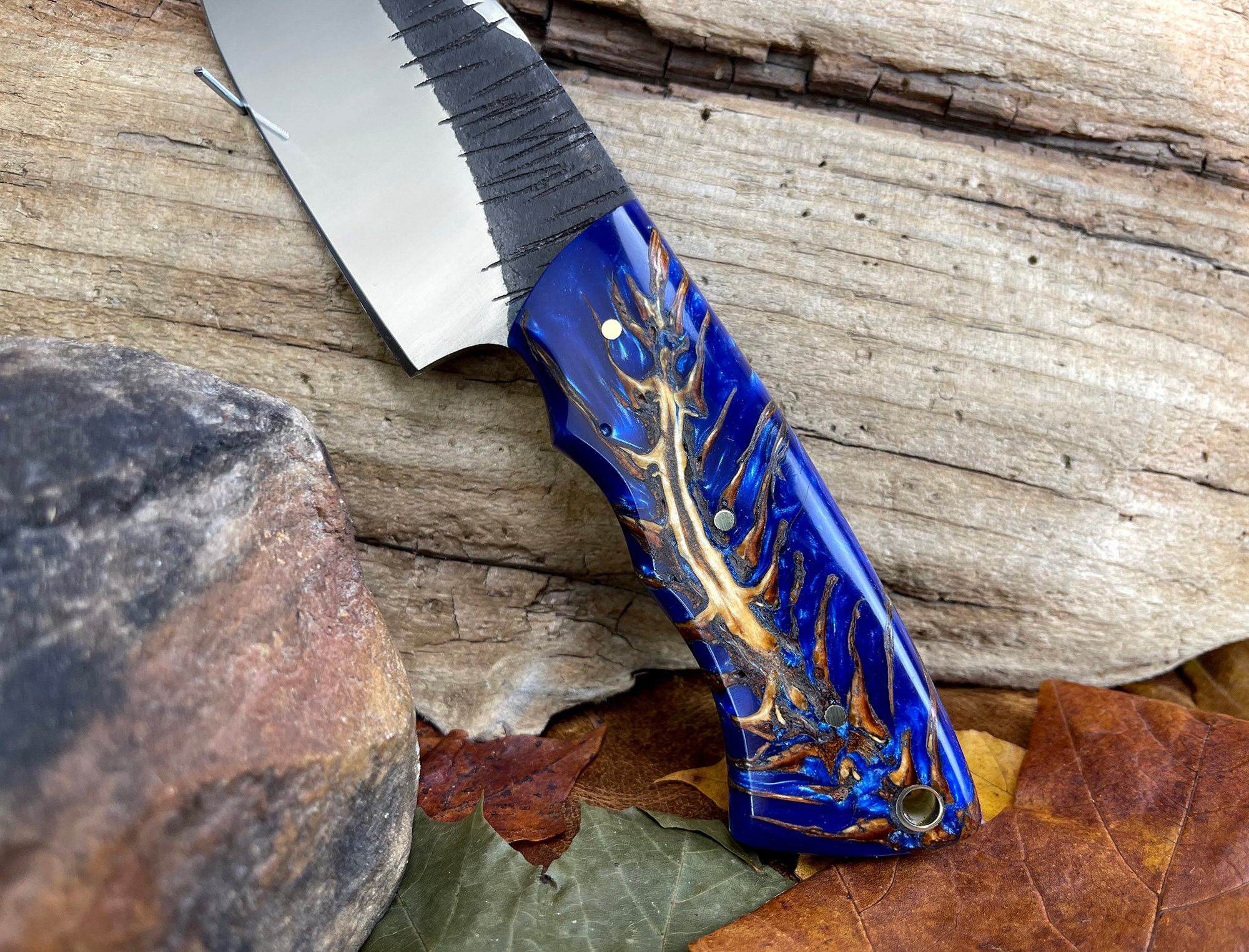 Pine Cone Handle Fixed Blade Knife 8'' Custom Full Etsy