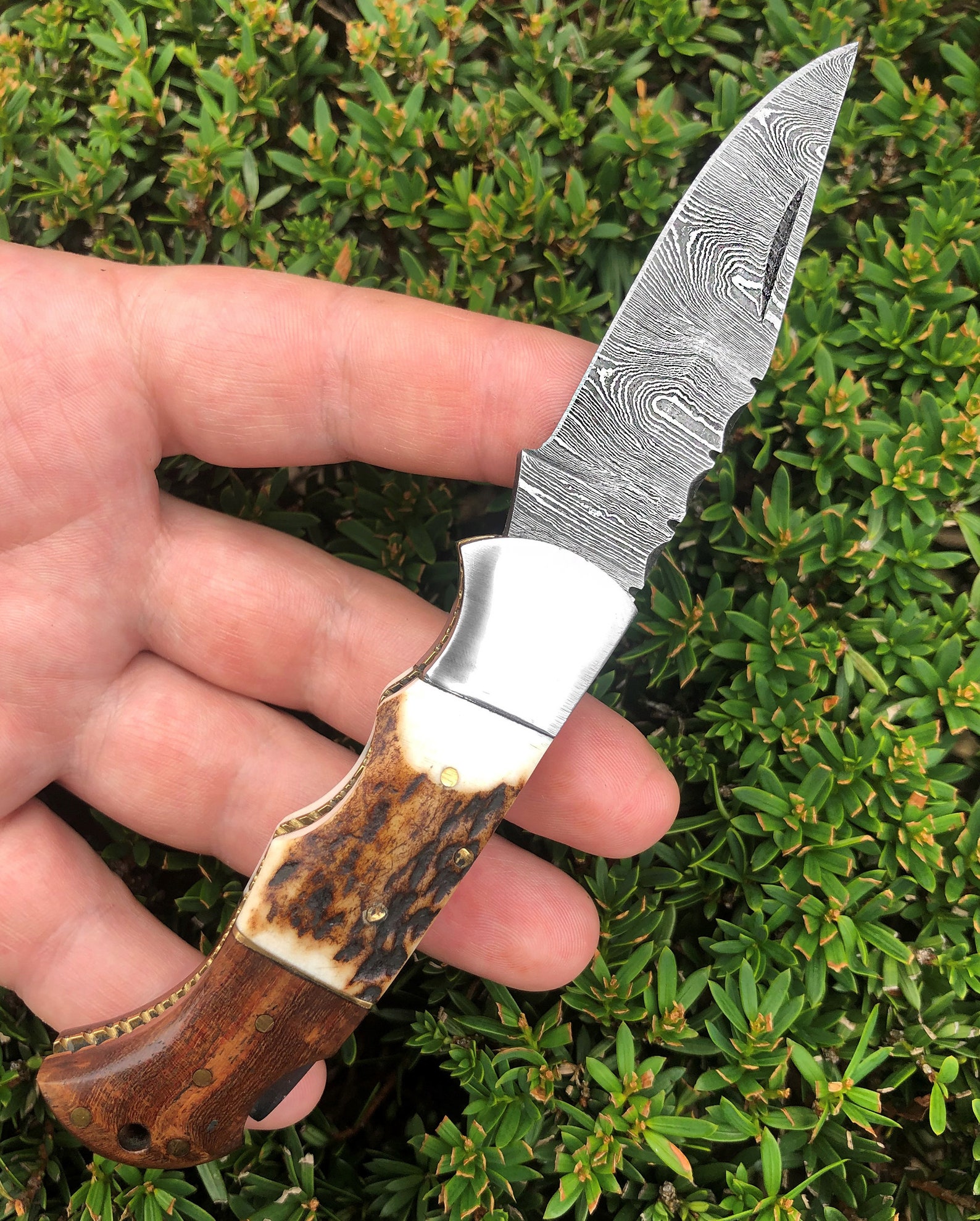 Damascus Steel Pocket Knife 6.5'' Damascus Folding Etsy