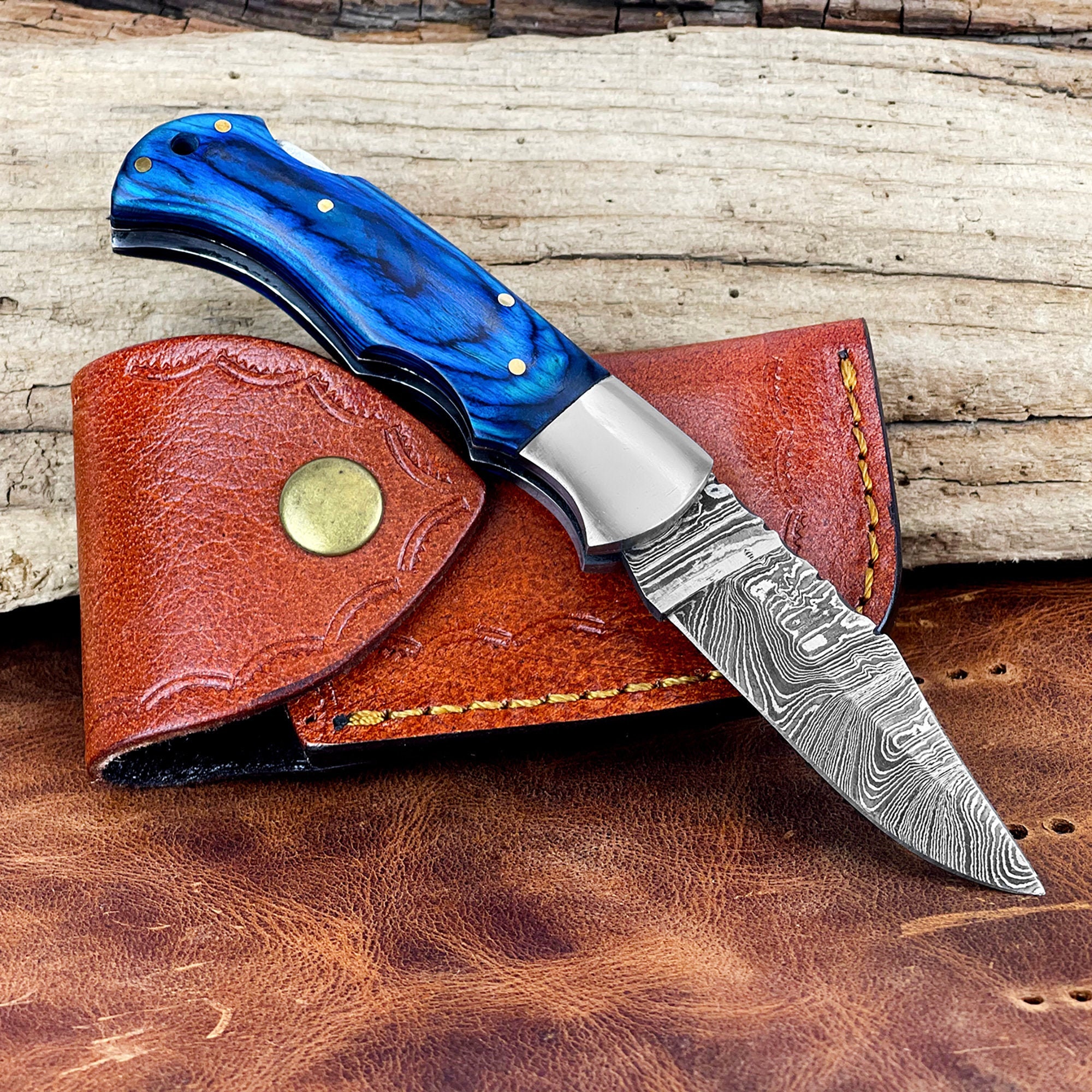 Damascus Folding Knife Pocket Knife for Men 6.5'' Etsy