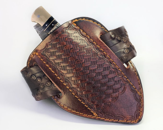 Leather Knife Sheath for Pocket Knife, Knife Leather Case Open Top
