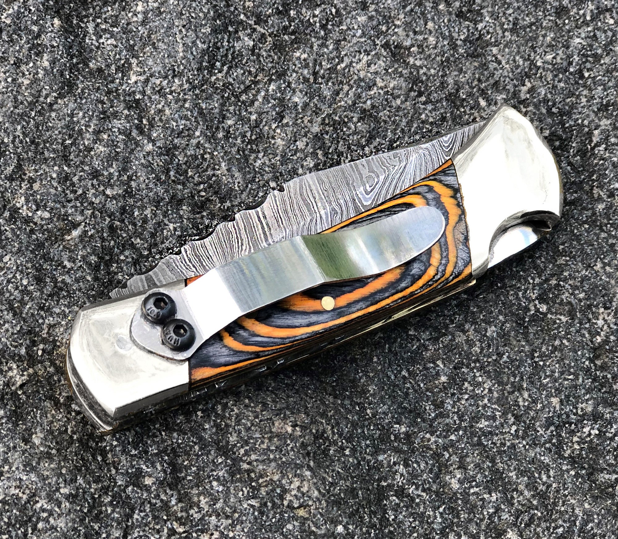 Handmade Damascus Steel Pocket Knife with Belt Clip Pocket Etsy