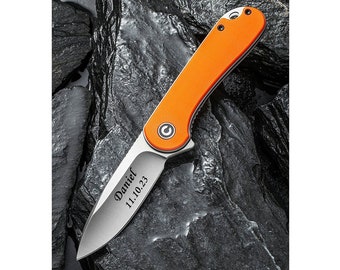 Personalized Civivi Elementum Folding Pocket Knife С907R with Belt Clip, Engraved Gift For Dad, Groomsman Gift Knife,Birthday Gift