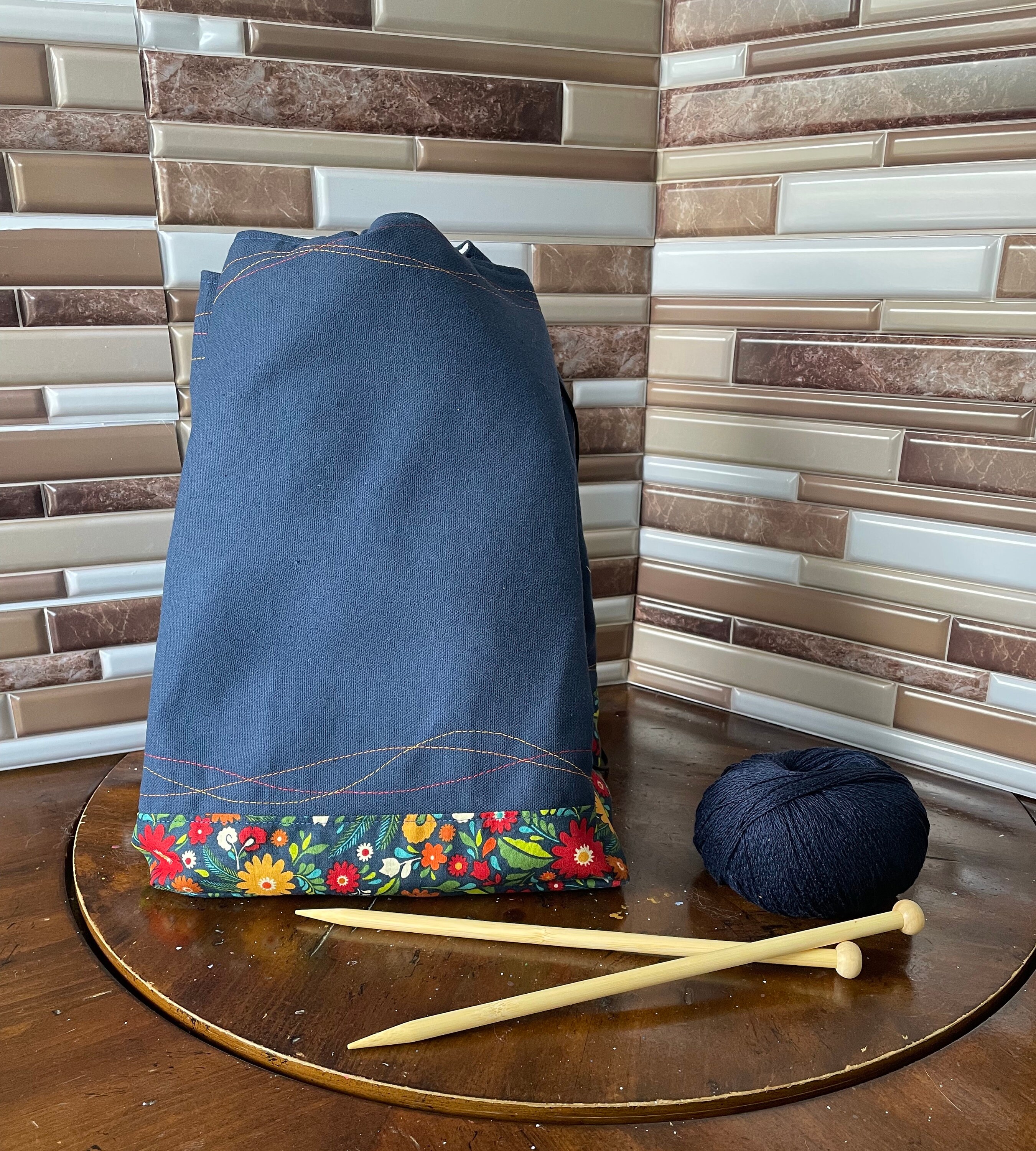 Decoratively Stitched Duck Drawstring Project Bag Etsy UK