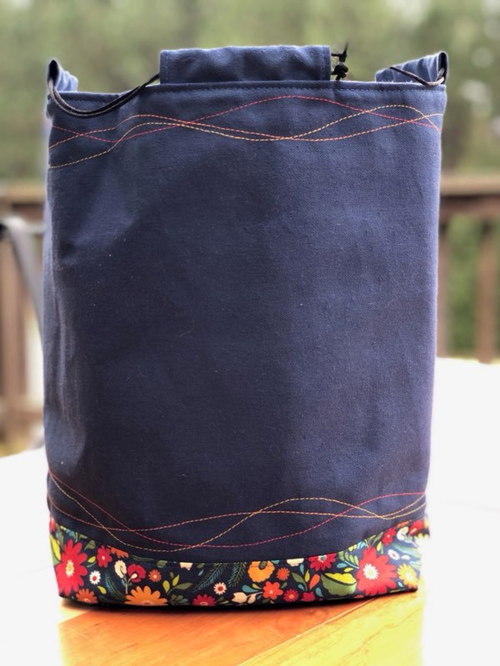 Decoratively Stitched Duck Drawstring Project Bag Etsy