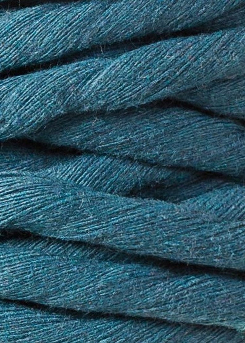 9mm Single Strand Cotton Macrame Cord BOBBINY Macrame String DIY Macrame Macrame Rope 100% Cotton Recycled Cotton Weaving Peacock Blue