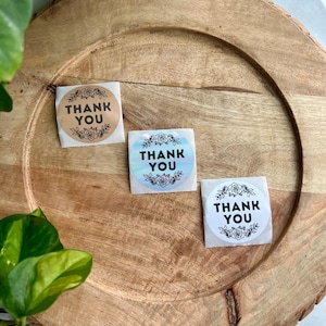 Thank You Stickers | Set of 50 | Small Business Label | Holographic Stickers | Floral Sticker