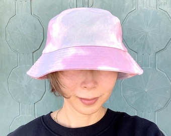 Pink Watercolor Cotton Bucket Hat: Outdoor Sun Hat