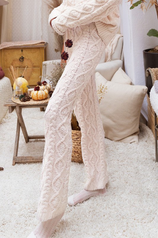 Pine Wood Cable Knit Pant – Cream Lingerie