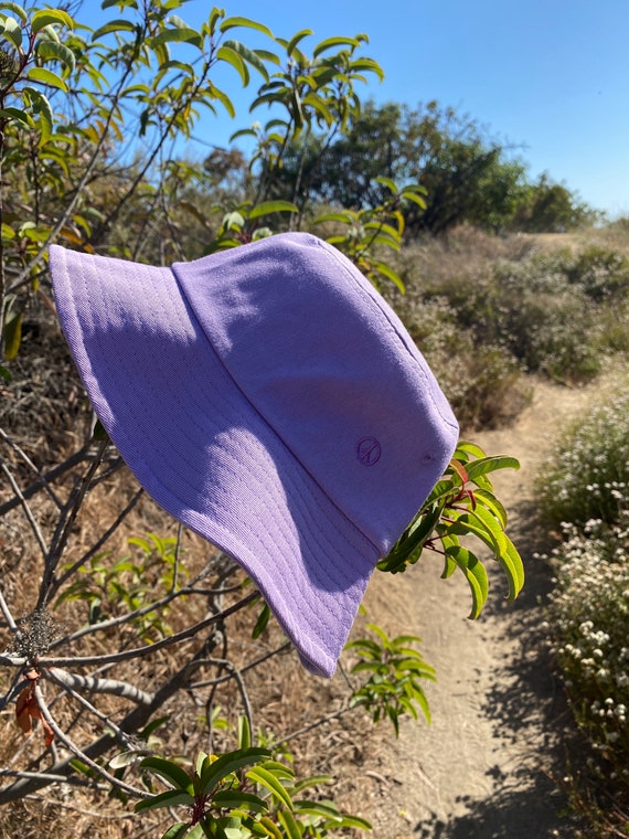 Peace Symbol Embroidered Cotton Bucket Hat - Lavender - Etsy display picture 2