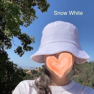 Cotton Terry Bucket Hat, White Bucket Hat, Bucket Hat for Men and women, Casual Outdoor for Beach, Picnic, Hiking