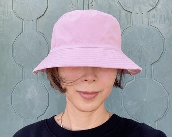 Reversible Pink Watercolor Print Cotton Bucket Hat