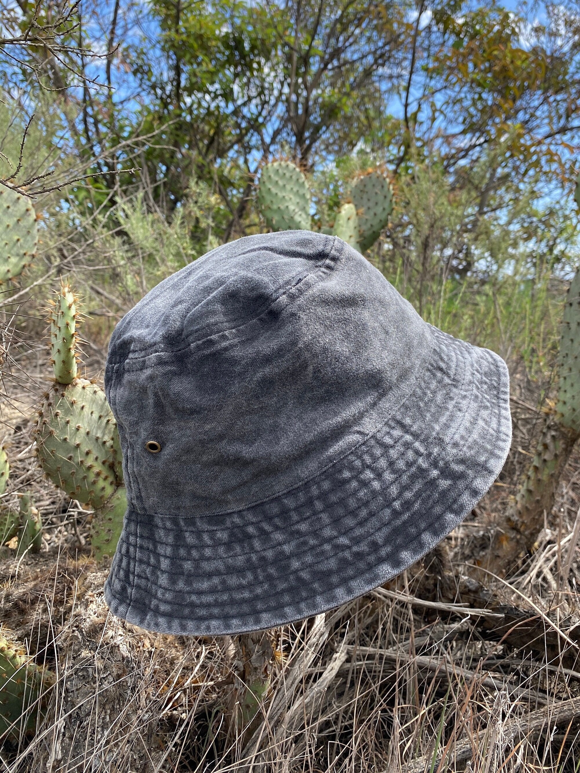 Cotton Bucket Hat for Hiking, Mineral Washed Bucket Hat, Bucket