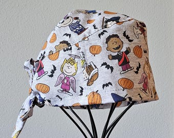 Peanuts Halloween Surgical Scrub Cap and Badge Reel