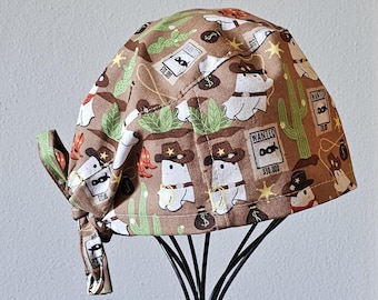 Cowboy Western Ghost Surgical Scrub Cap