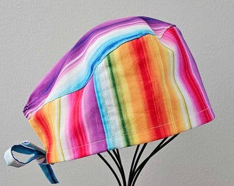 Rainbow Stripes Surgical Scrub Cap