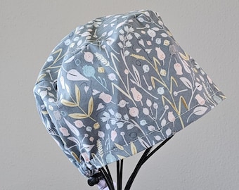 Gray Flower Surgical Scrub Cap