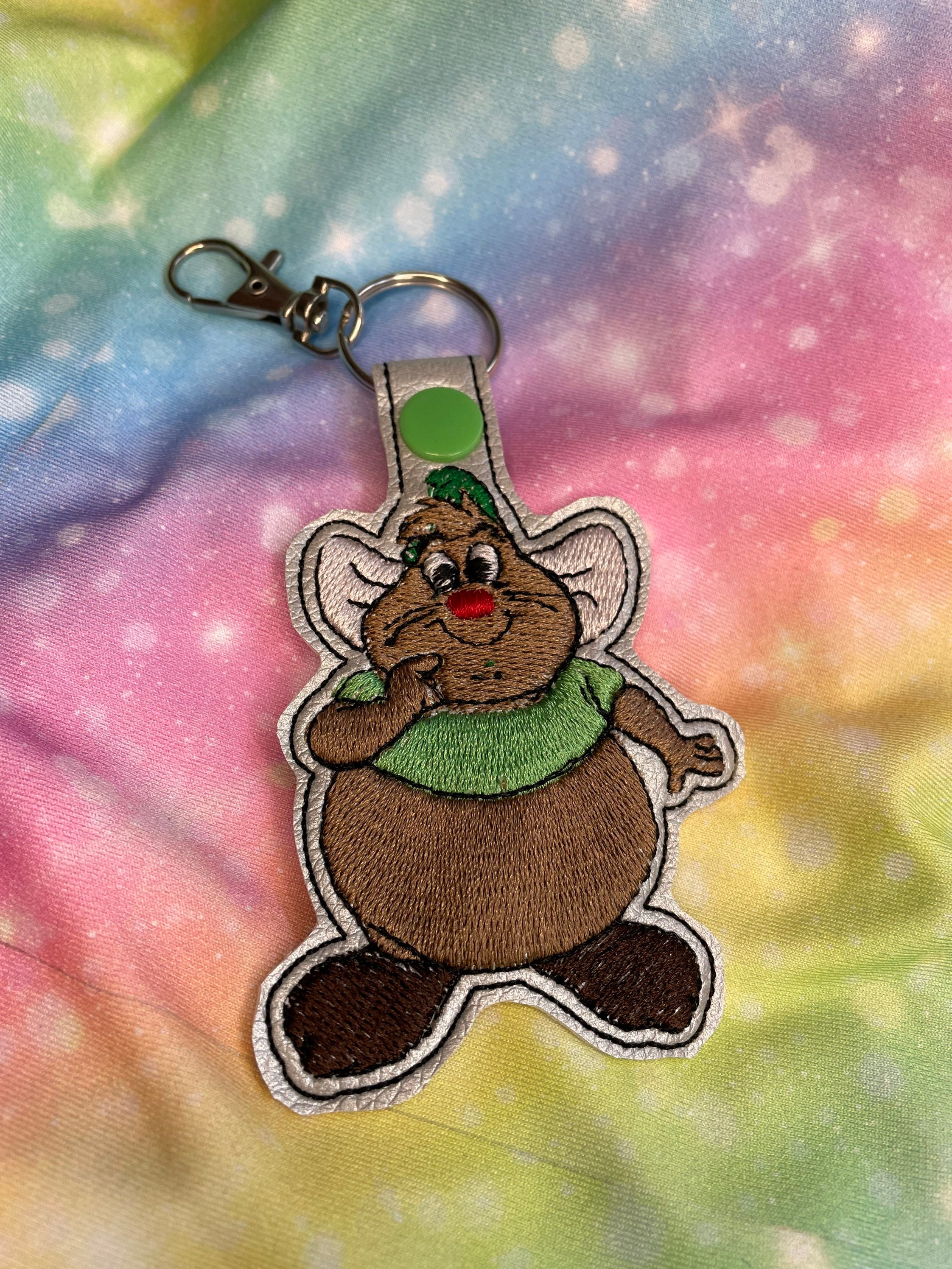 Gus Gus Princess Sidekick Embroidered Vinyl Key Fob keyring Made