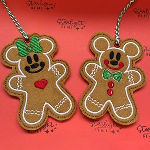 Mr and Mrs Mouse Gingerbread Christmas Decorations Made To Order