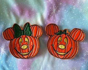 Mr & Mrs Pumpkin Embroidered Patches Made To Order
