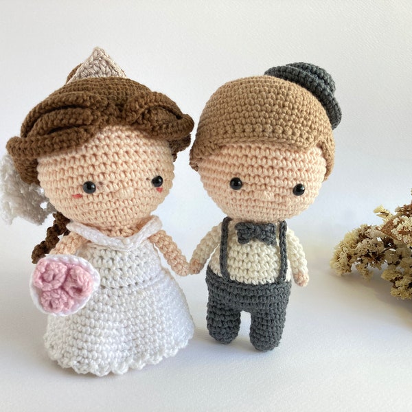 The Bride and Groom: Sofía & Pablo - Amigurumi Crochet Pattern Doll - PDF pattern - Wedding - English - Instant download
