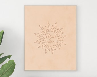 Moon Sun Line Art Etsy