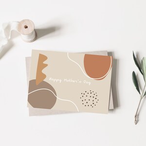 Tarjeta del Día de la Madre imprimible, Tarjeta del Día de la Madre Feliz, Descarga digital imprimible interior en blanco 5x7" A7, Impresión abstracta moderna de mediados de siglo
