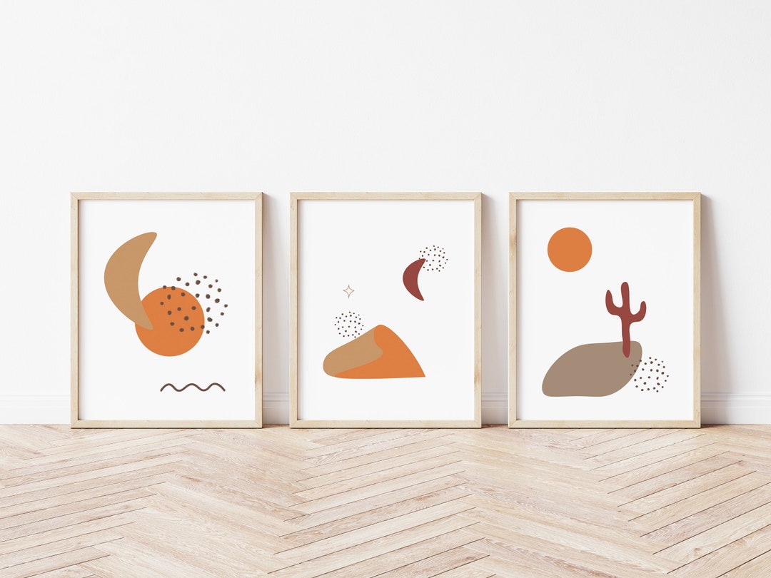 Set of 3 INSTANT DOWNLOAD Boho Printable Wall Art Abstract Mid Century ...