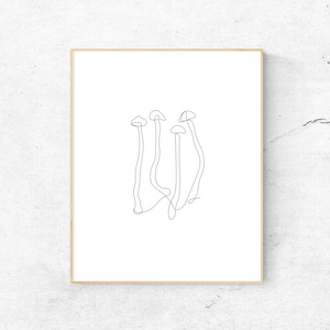 Mushrooms, Funghi, Instant Download, Digital Print, Continuous Line Art, Black White, Minimalist Poster, Cafe Art, Line Drawing, Wall Decor