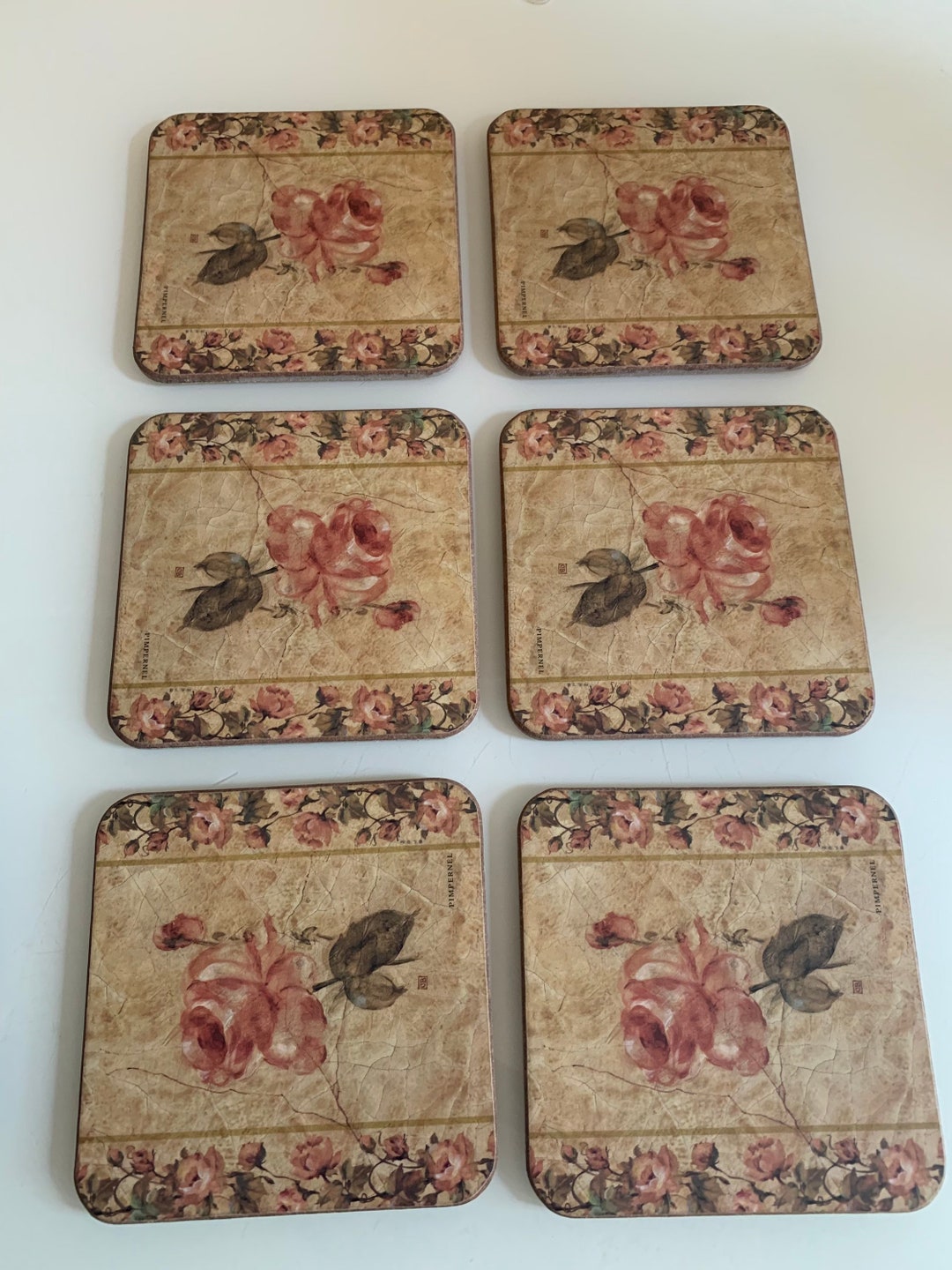 Pimpernel Premier Collection Rose Coasters Set of Six Etsy