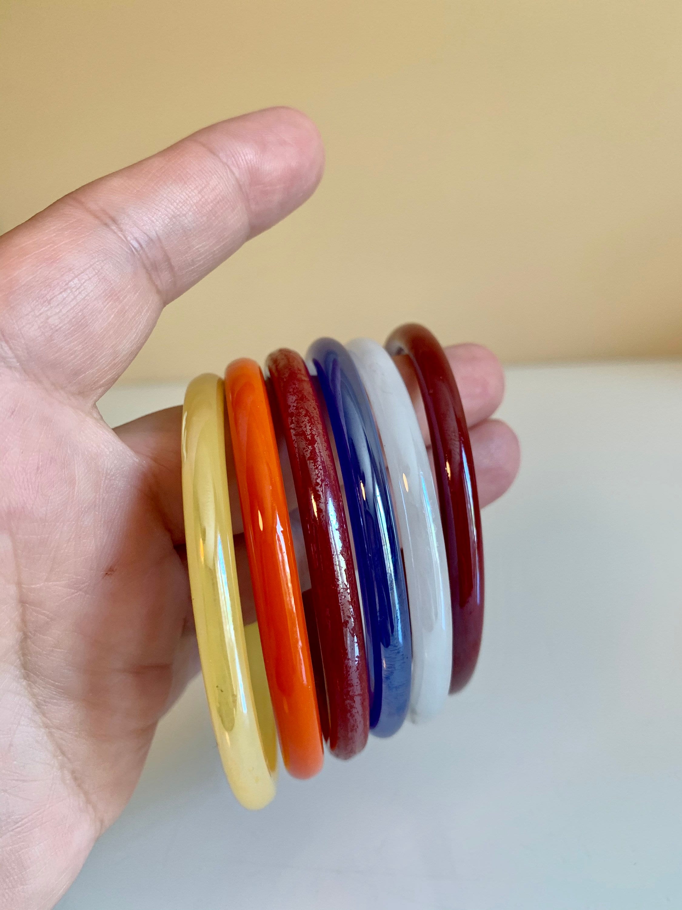 Vintage Glass Bangles Stack You Choose Etsy