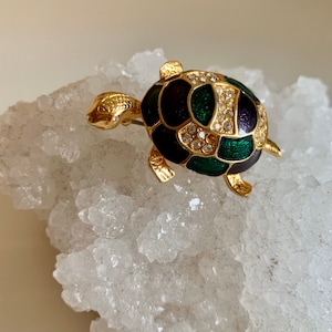 Broche de tortuga de esmalte vintage